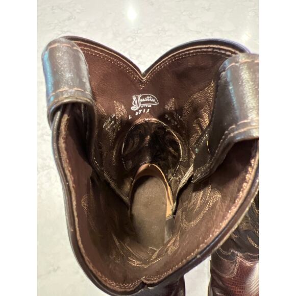 Justin Boots Dark Brown Ankle Boots - Picture 8 of 11